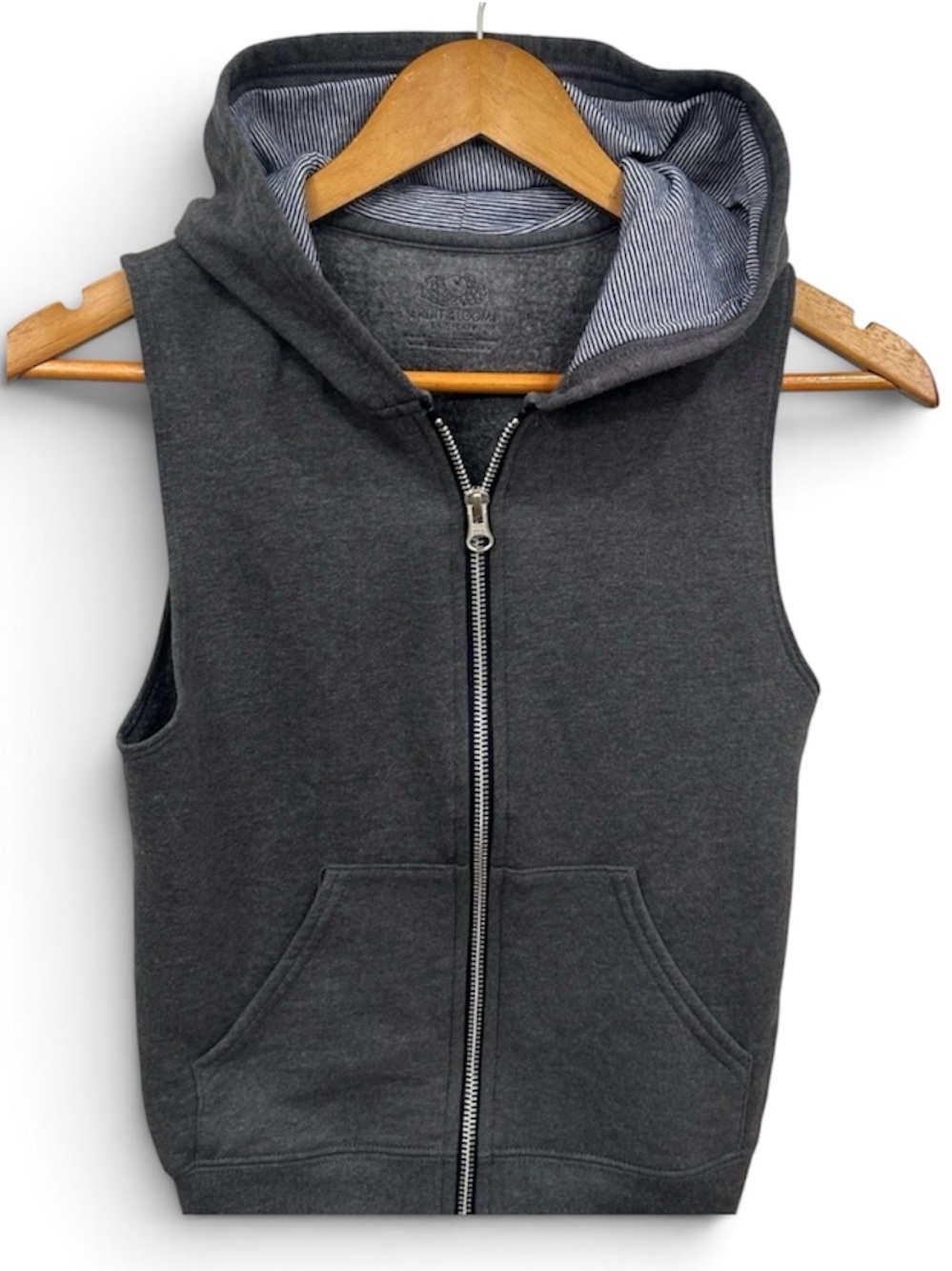 Charcoal Gray Sleeveless Zip Hoodie Vest (kids)